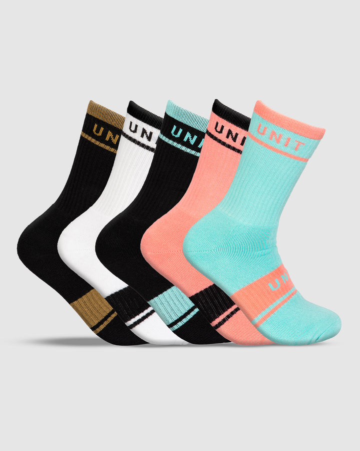 UNIT Equip Ladies Bamboo Hi-Lux Socks - 5 Pack