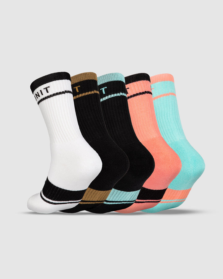 UNIT Equip Ladies Bamboo Hi-Lux Socks - 5 Pack