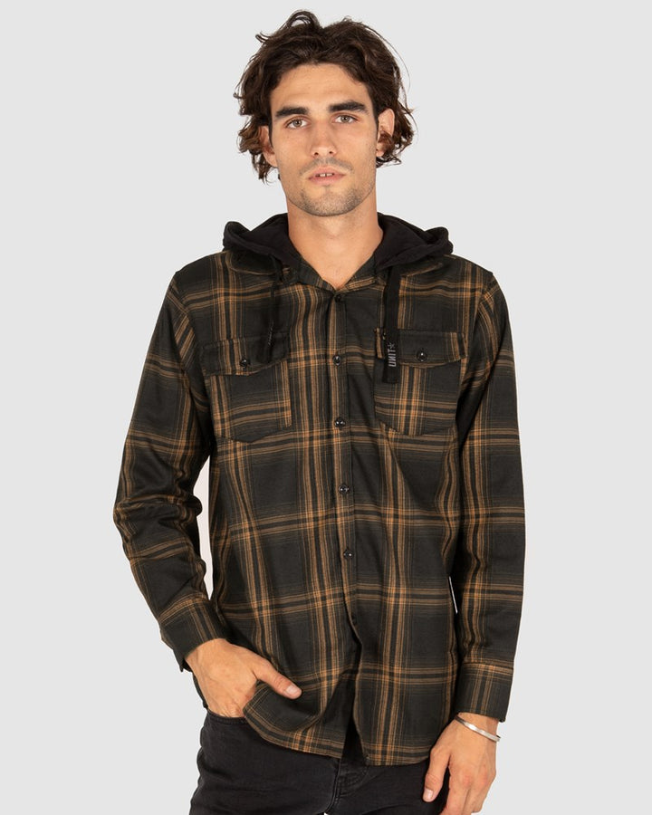 UNIT Chester Mens Hooded Flannel Shirt